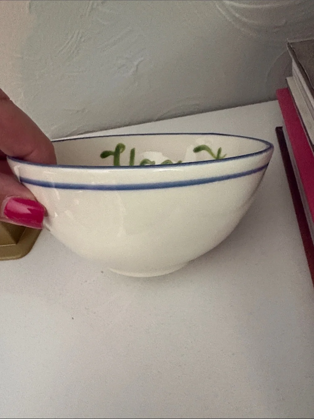 Harlie Brown Studio‎ Belle Journée Stoneware 'Yaourt' Bowl with Blue Rim